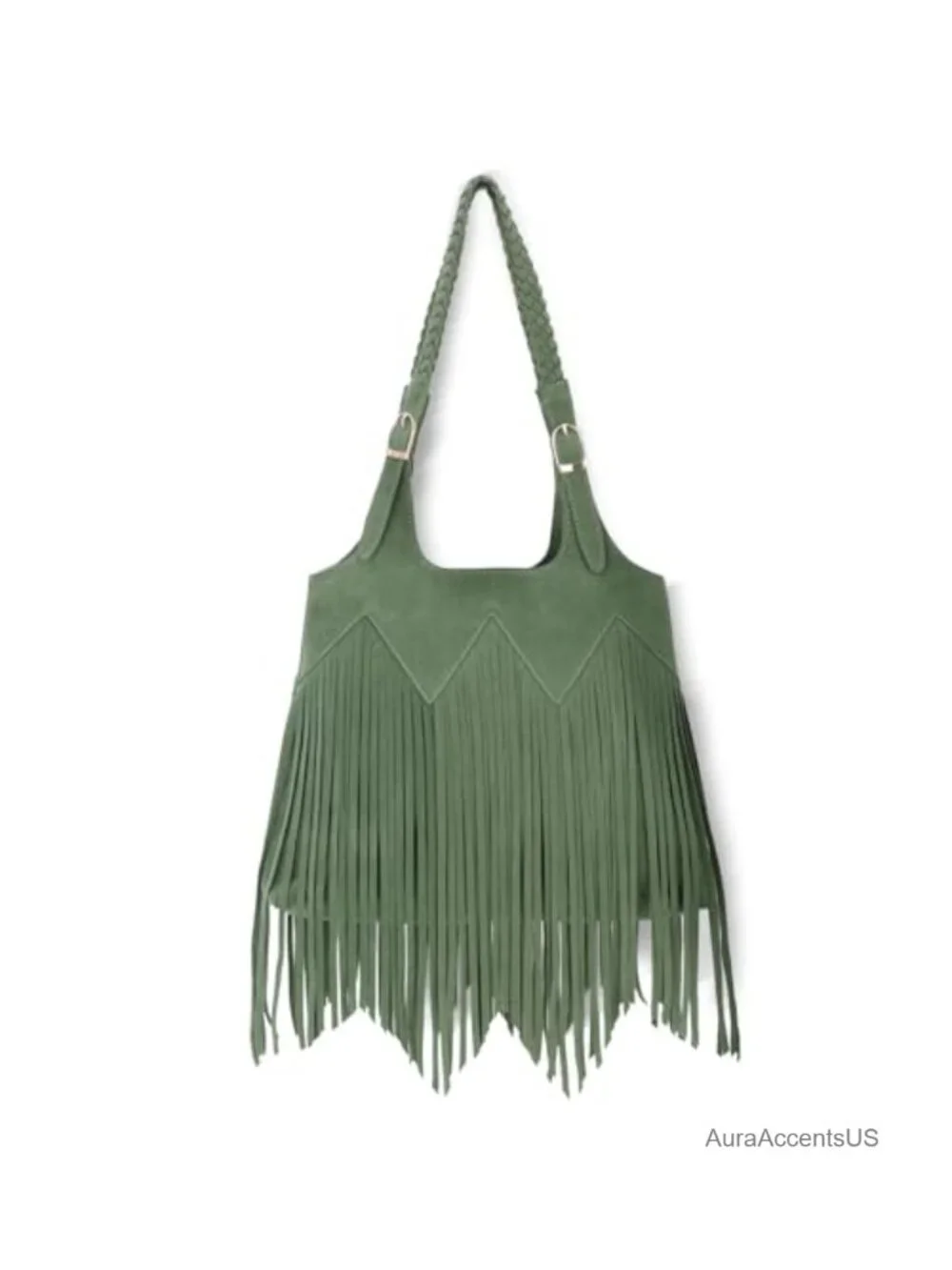 Vegan Faux Suede Leather Fringe Hobo Bag Women Woven Tassel Shoulder Purse